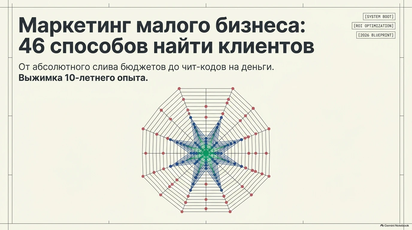 Титульный слайд презентации: «Маркетинг малого бизнеса: 46 способов найти клиентов».