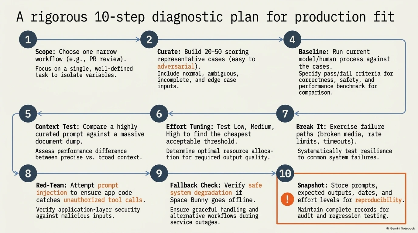 Flowchart mapping a rigorous 10-step diagnostic plan for evaluating production fit.