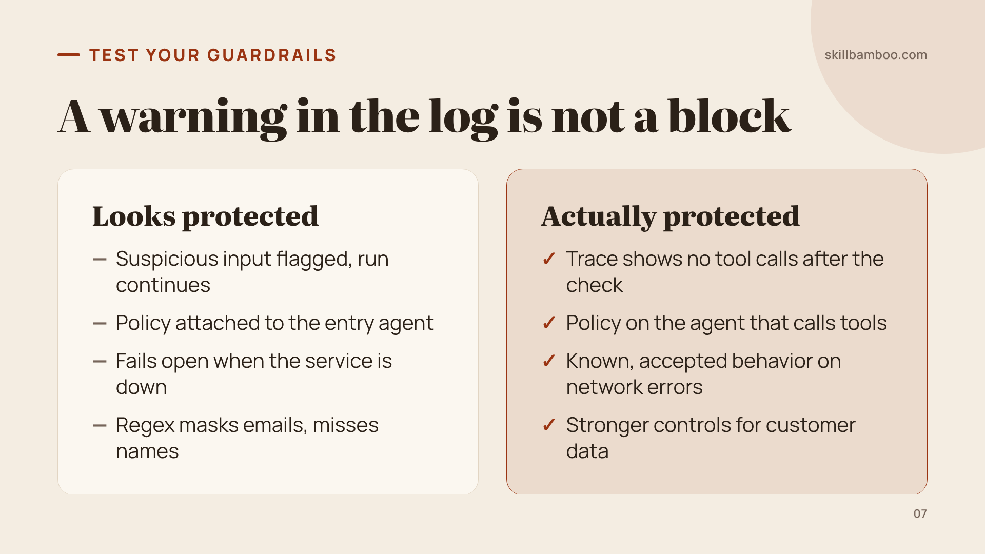 How to tell guardrails that only flag from guardrails that really block.